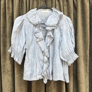 Doen French Blue Henri Ruffled  Women's Top. Such a special blouse! Hard to find